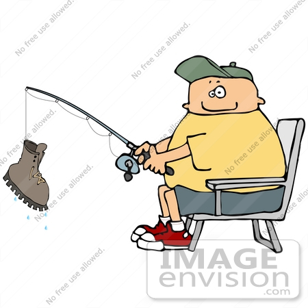 #14919 Fishing Man With a Boot as Catch Clipart by DJArt