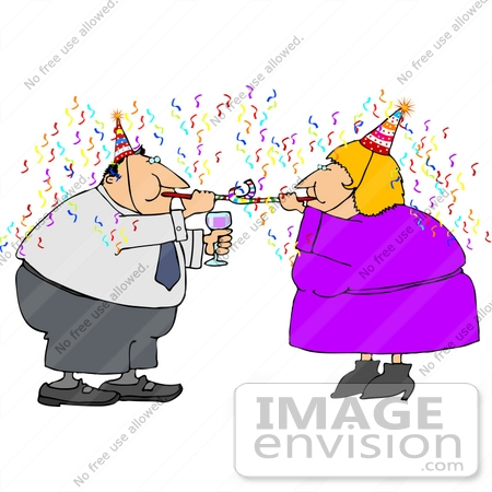 #14931 Couple Celebrating at a New Years Party Clipart by DJArt