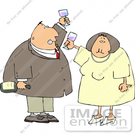 #14932 Couple Drinking Wine Clipart by DJArt