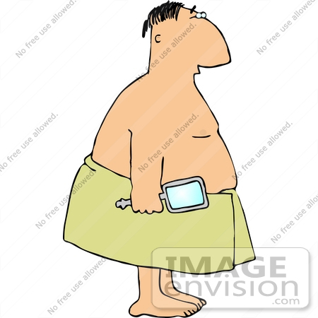 #14945 Chubby Caucasian Man in a Towel Clipart by DJArt