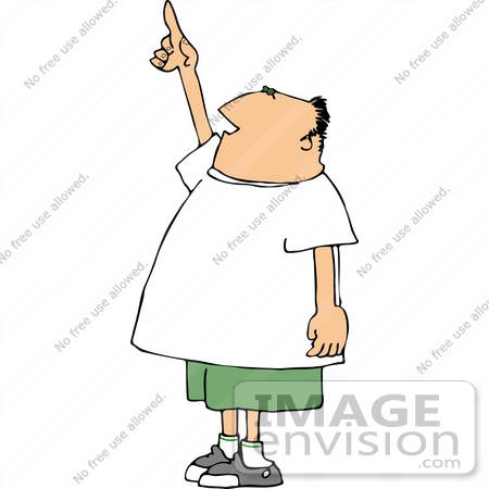 #14950 Caucasian Man Pointing Up Clipart by DJArt