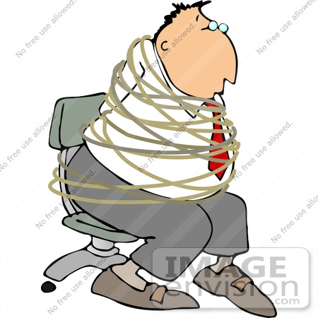 #14957 Caucasian Business Man Tied up in a Chair Clipart by DJArt