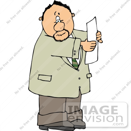#14959 Caucasian Man Reading a Paper Clipart by DJArt