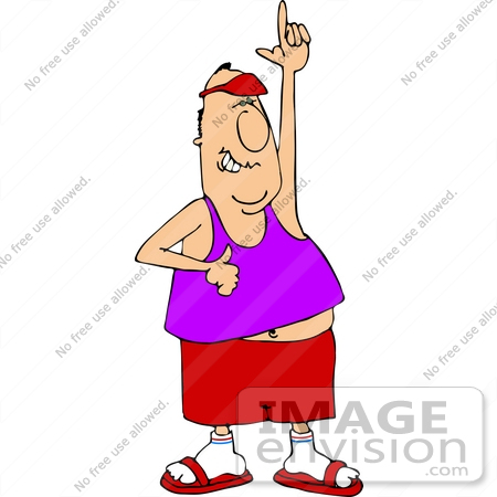 #14961 Man in Shorts and a Tank Top, His Finger in the Air Clipart by DJArt