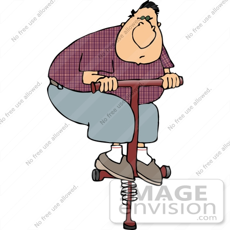 #14964 Chubby Man on a Pogo Stick Clipart by DJArt