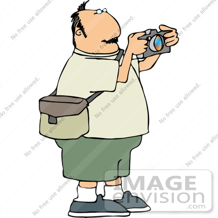#14966 Middle Aged Caucasian Photographer Man Taking Pictures Clipart by DJArt