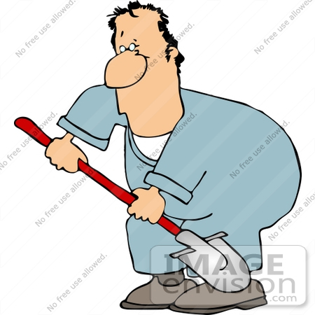 #14973 Man Holding a Shovel Clipart by DJArt