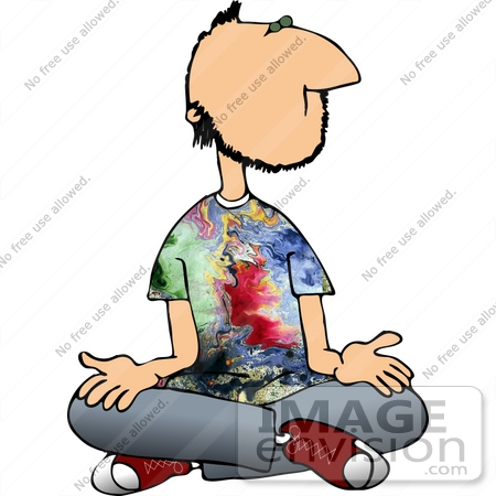 #14979 Hippie Man Sitting Cross Legged and Meditating Clipart by DJArt
