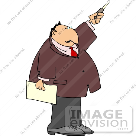 #14980 Man Pointing Upwards and Holding a Paper Clipart by DJArt