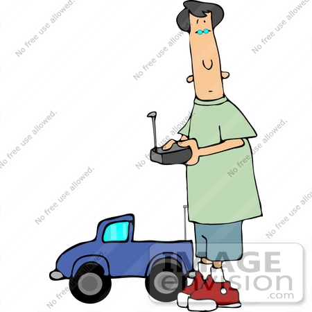 #14983 Boy Playing With an RC Car Clipart by DJArt