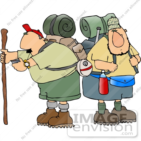 #14994 Two Male Hikers With Camping Gear Clipart by DJArt