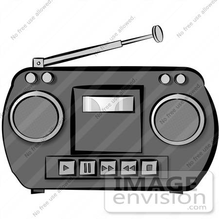 #14998 Gray Radio With a Tape Player Clipart by DJArt