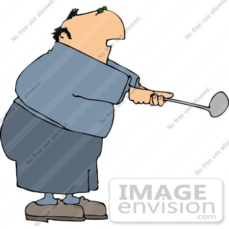 #14999 Caucasian Man Swinging a Golf Club Clipart by DJArt
