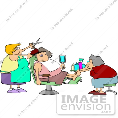 #15003 Woman Getting a Haircut and Pedicure at a Spa Clipart by DJArt