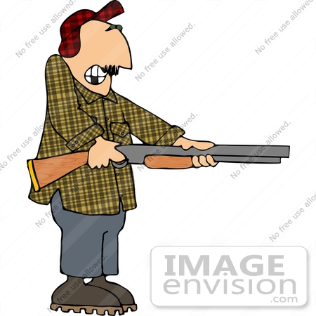 #15006 Middle Aged Caucasian Man Holding a Rifle Clipart by DJArt