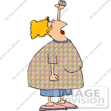 #15011 Blond Woman Holding Her Arm up in Defiance Clipart by DJArt
