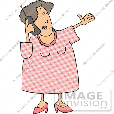 #15012 Middle Aged Caucasian Woman Talking on a Cell Phone Clipart by DJArt