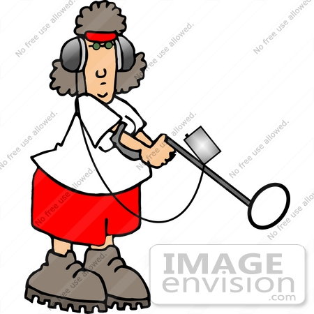 #15013 Caucasian Woman Using a Metal Detector Clipart by DJArt