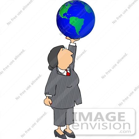 #15015 Business Woman Holding The World Clipart by DJArt
