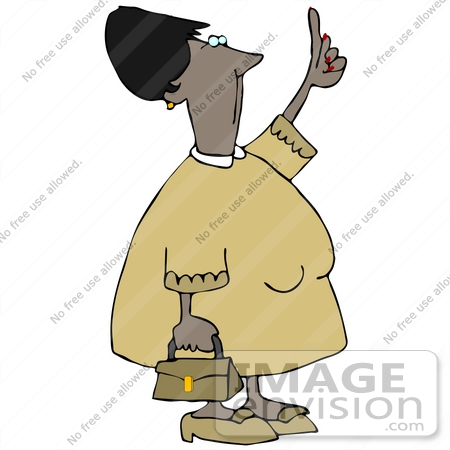 #15016 African American Woman Pointing Up Clipart by DJArt
