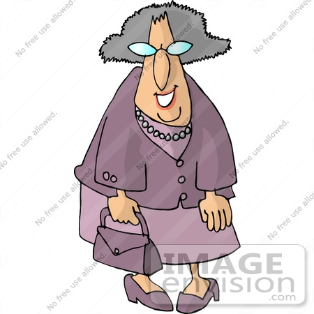 #15020 Old Caucasian Woman in Purple Clothing Clipart by DJArt