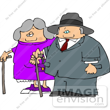 #15025 Senior Couple Walking With Canes Clipart by DJArt