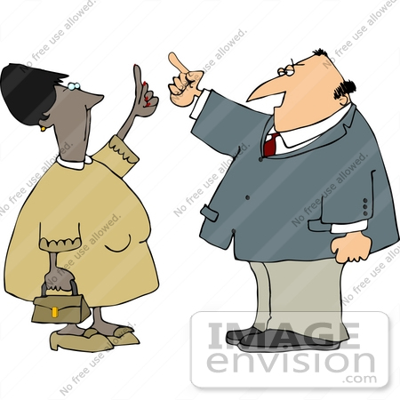#15033 Caucasian Man and African American Woman in Argument Clipart by DJArt