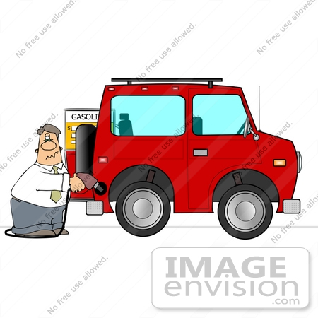 #15034 Man Pumping Gas Into His SUV Clipart by DJArt