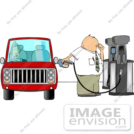 #15035 Man and Wife at a Gas Station, The Man Pumping Gas Clipart by DJArt