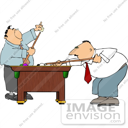 #15037 Two Men Playing a Game of Pool Clipart by DJArt