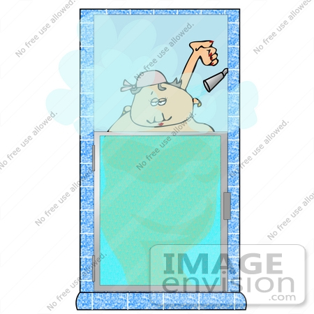 #15038 Obese Woman Taking a Shower Clipart by DJArt