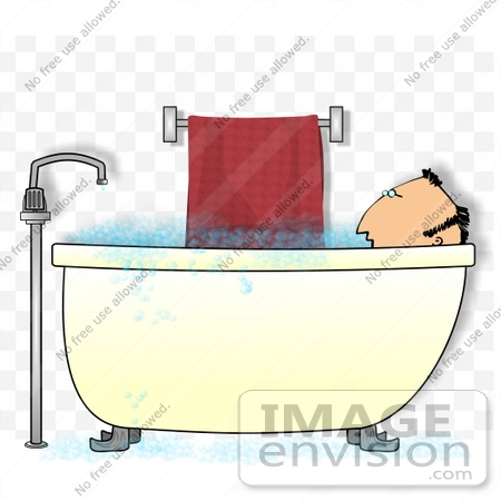 #15039 Middle Aged Caucasian Man Taking a Bubble Bath Clipart by DJArt