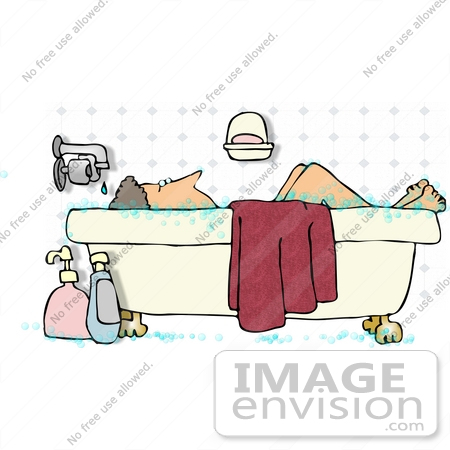 #15040 Woman Soaking in a Bubble Bath Clipart by DJArt