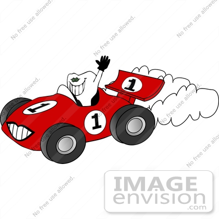 #15047 Tooth Driving a Racecar Clipart by DJArt