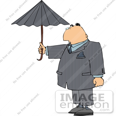 #15057 Caucasian Business Man Holding an Umbrella Clipart by DJArt