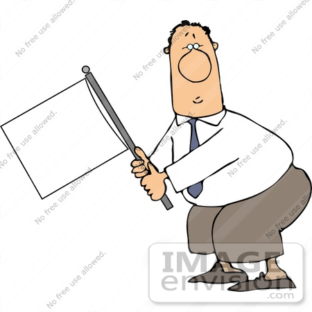 #15061 Caucasian Man Holding a White Flag of Truce Clipart by DJArt