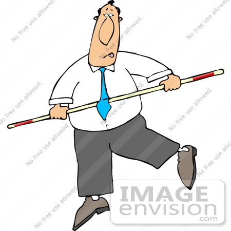 #15062 Struggling Business Man Holding Onto a Balance Bar on a Tightrope Clipart by DJArt