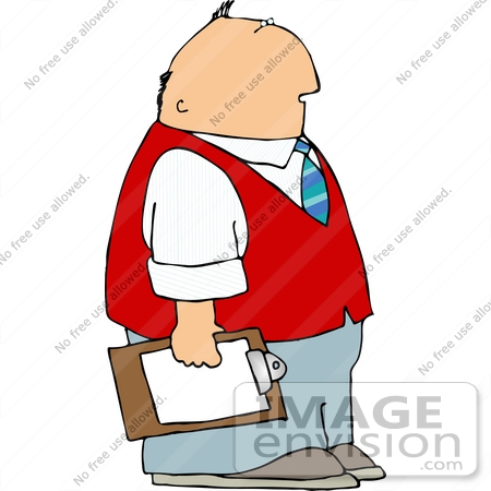 #15065 Middle Aged Caucasian Man Holding a Clipboard Clipart by DJArt