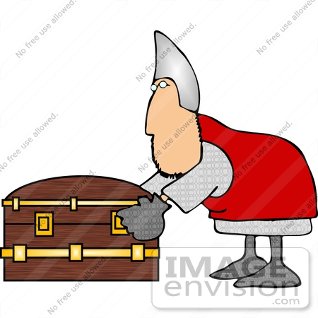 #15072 Soldier Bending Over a Treasure Chest Clipart by DJArt