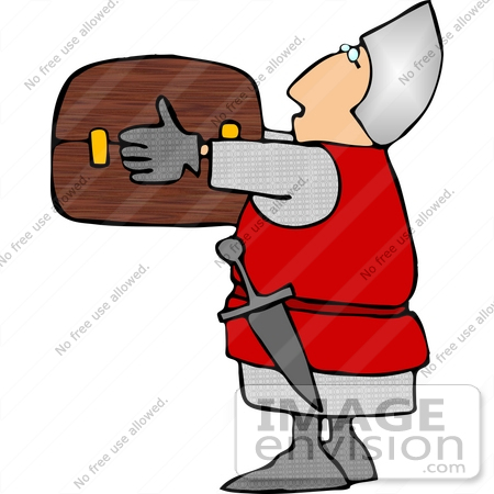 #15076 Soldier Carrying a Treasure Chest Clipart by DJArt