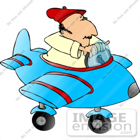 #15081 Man in a Blue Toy Airplane Clipart by DJArt