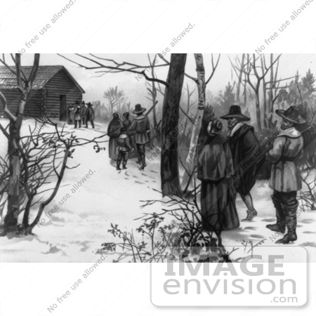 #1513 Stock Photo of Pilgrims Going to Church by JVPD