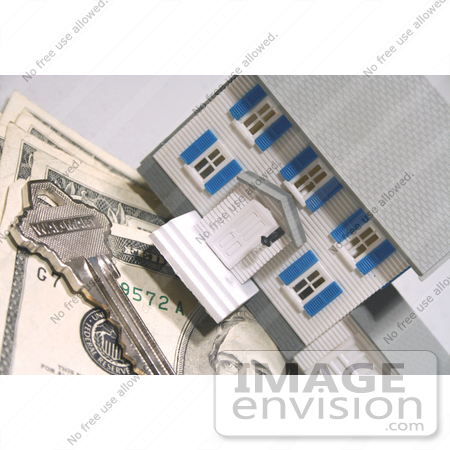 #152 Photograph of a Model House, House Key and Cash by Jamie Voetsch