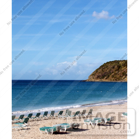 #15206 Picture of Lounge Chairs on Maho Beach, St. Maarten by JVPD