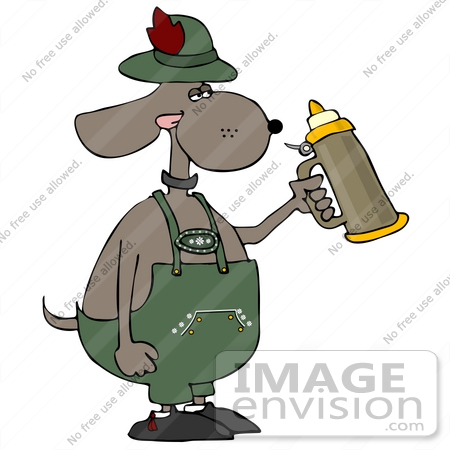 #16068 Oktoberfest Dog Holding a Beer Stein Clipart by DJArt