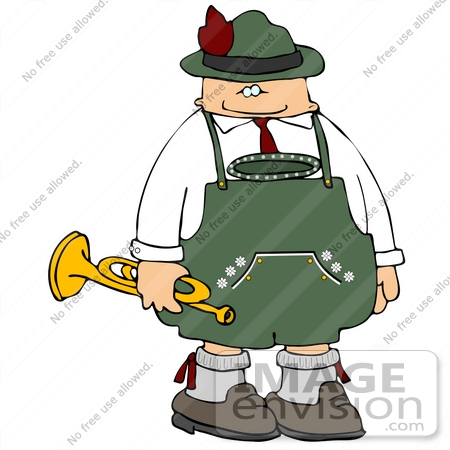 #16072 Oktoberfest Man Carrying a Trumpet Clipart by DJArt