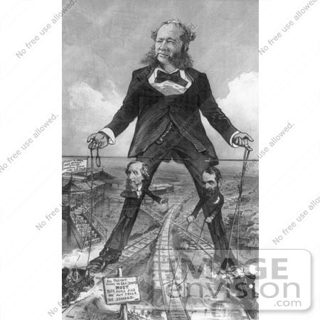 #16182 Picture of a Caricature of William Henry Vanderbilt and Trains by JVPD