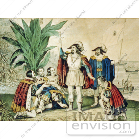#1639 Illustration of The Landing of Columbus October 11th 1492 by JVPD
