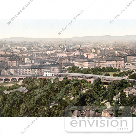 #16424 Stock Photo of a Cityscape of Vienna, Austria, as Seen From Riesinrad in Austro-Hungary by JVPD