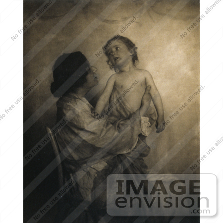 #16473 Picture of a Mother and Child in Sepia Tone by JVPD